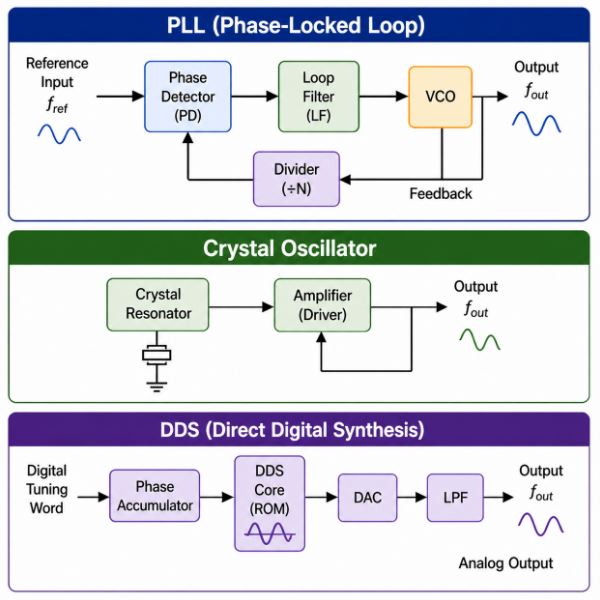 PLL vs Crystal Oscillator vs DDS